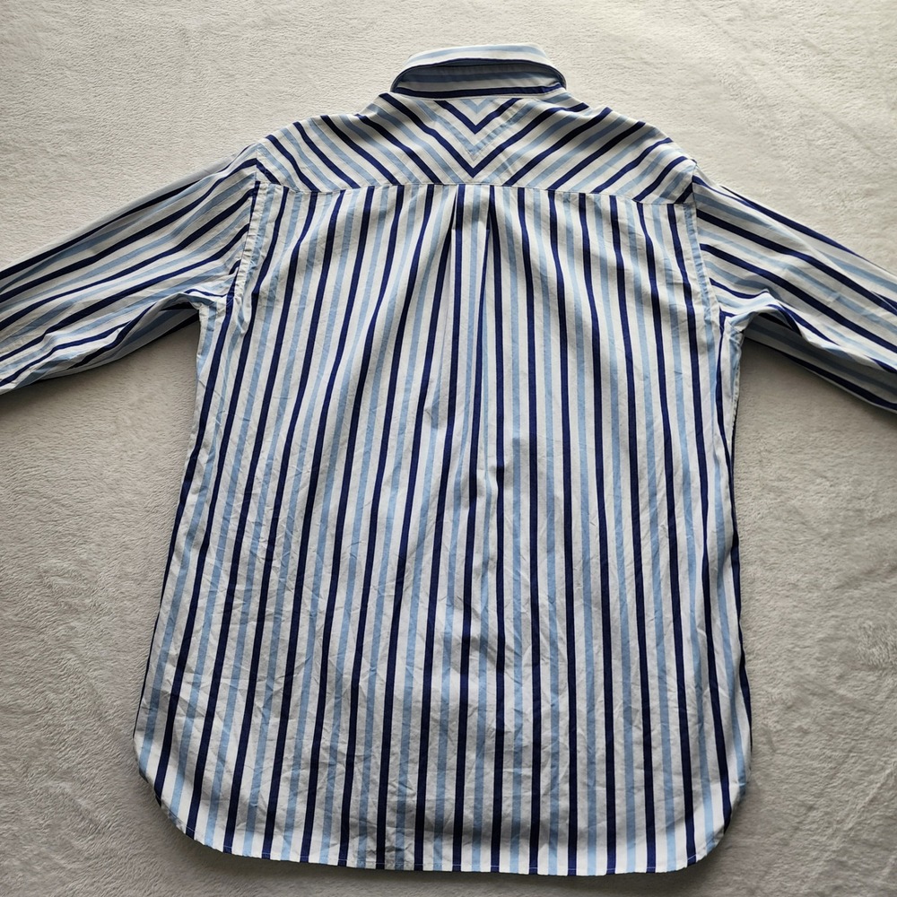 Tommy Hilfiger Button Up Shirt Mens XL Blue White Striped Trim Fit Formal Event - Picture 11 of 12